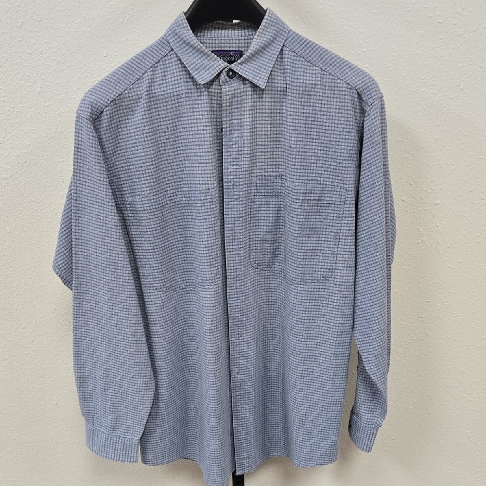 Patagonia Men's Casual Blue Plaid Shirt